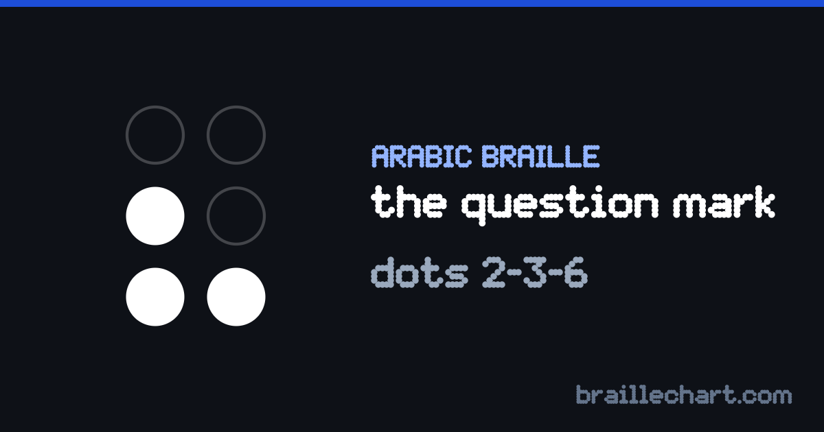 علامة الاستفهام العربية بالبرايل: خليّة واحدة نقاطها ٢ و٣ و٦.