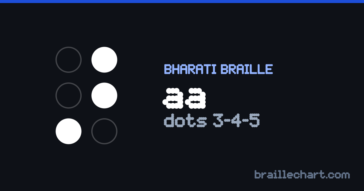 भारती ब्रेल में आ — बिन्दु ३, ४ और ५।