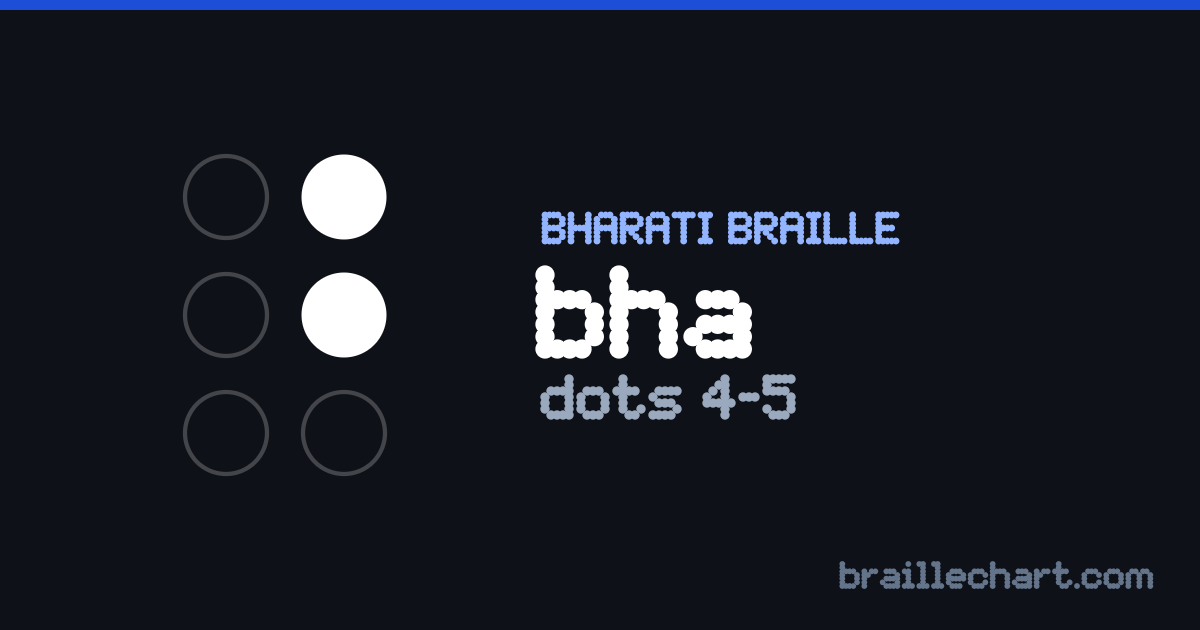 भारती ब्रेल में भ — बिन्दु ४ और ५।
