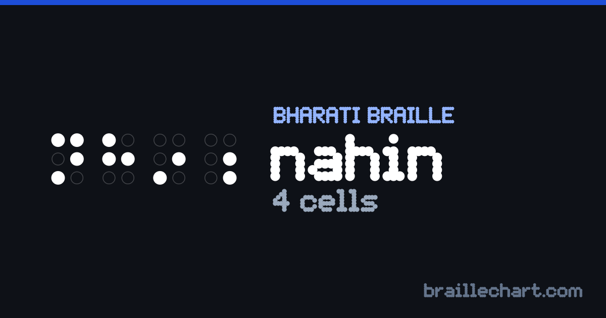नहीं भारती ब्रेल में, ४ ख़ानों में।