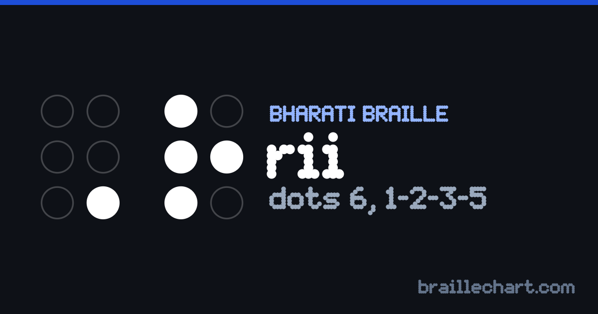 भारती ब्रेल में ॠ — बिन्दु ६, १, २, ३ और ५।