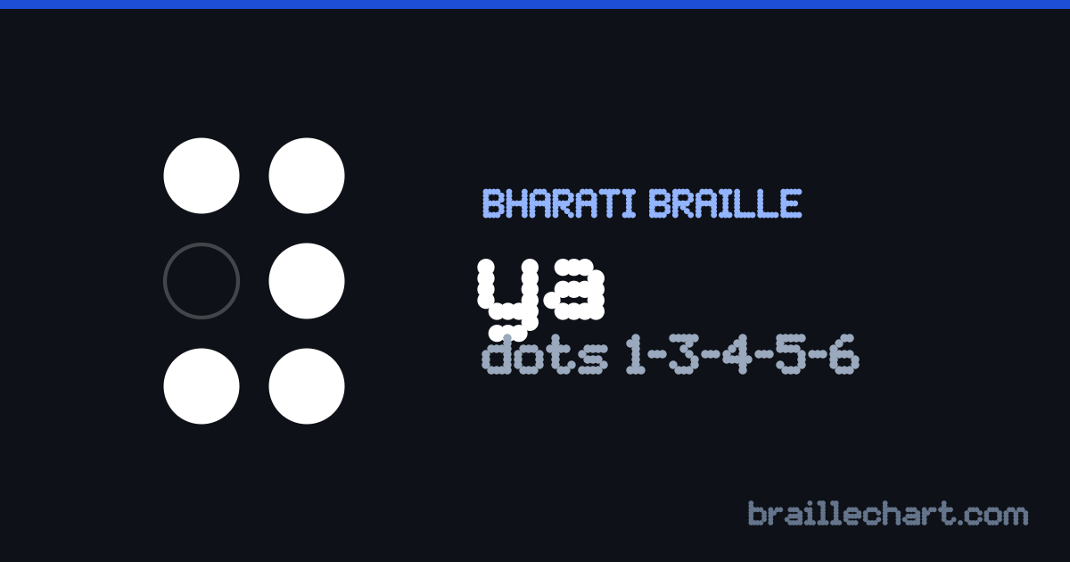 भारती ब्रेल में य — बिन्दु १, ३, ४, ५ और ६।
