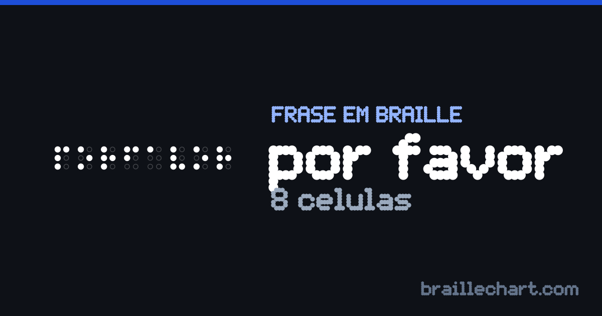 “por favor” escrito em braille português: 8 células.
