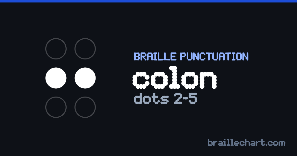 The colon in braille: a cell with dots 2 and 5 raised, in the lower part of the cell.