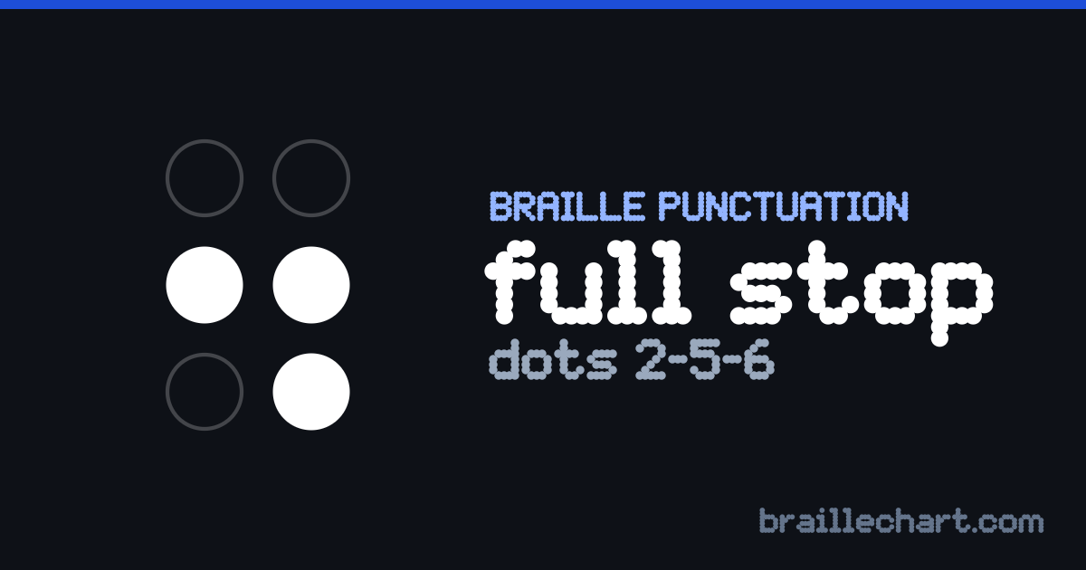 The full stop in braille: a cell with dots 2, 5 and 6 raised, in the lower part of the cell.